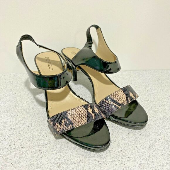 Ellen Tracy Shoes - Ellen Tracy 9M black patent & snakeskin shoes 'Vinnie' sandals dressy high heels